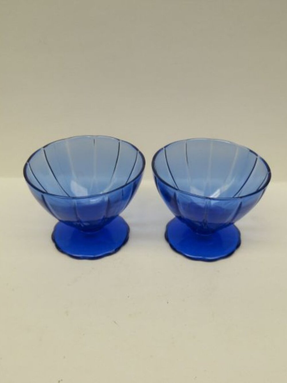 2 - Hazel Atlas Cobalt Blue NEWPORT, aka HAIRPIN, 2 3/4 In Footed Sherbet Dishes
